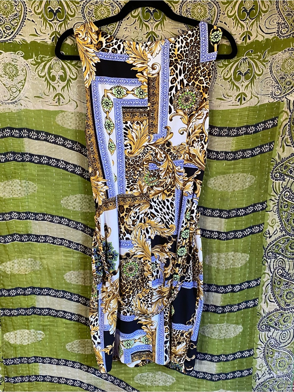 NWT Y2K Cache Baroque Rococo Print Bodycon Sleeveless Dress 6 Glam Office Siren - Picture 10 of 16